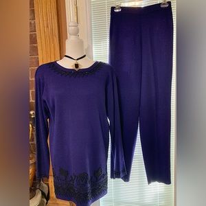 2pc Vintage Delores Bell Beaded sweater pant set
